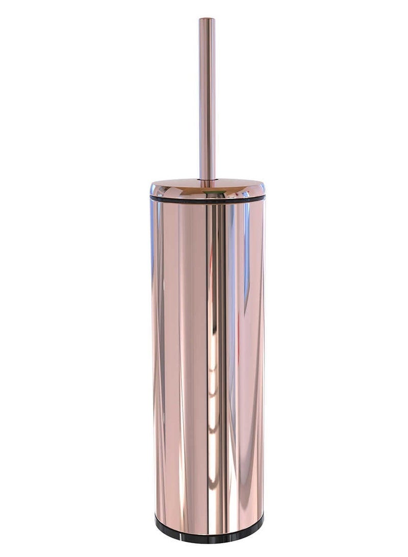 Stainless Steel Toilet Brush With Holder, Freestanding Bathroom Cleaning Brush Set, Cylindrical Design, Rose Gold Finish, 38 cm Height - Image 1